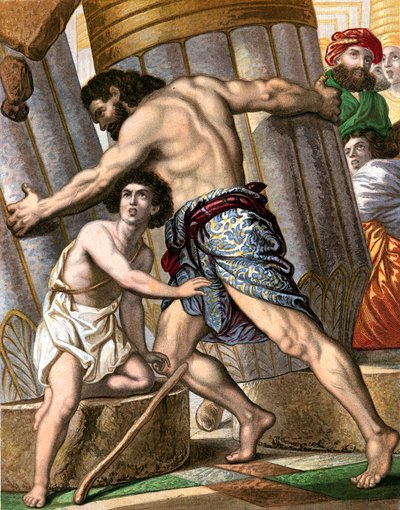 Samson pulling down the Temple of Dagon, god of the Philistines by Unbekannt