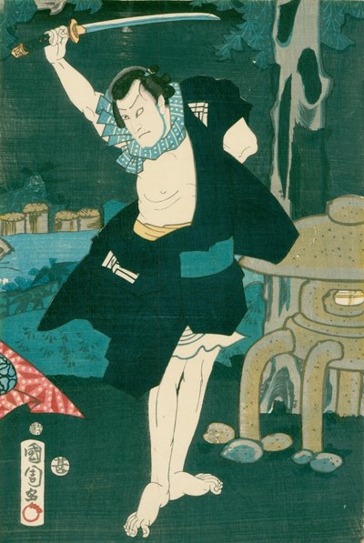 Samurai Warrior. Japanese painting on silk, in a traditional Japanese style by Unbekannt