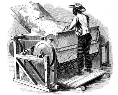 Saw Gin for Cleaning Cotton Operated by Barefoot Black Labourer, Southern USA, 1865 by Unbekannt