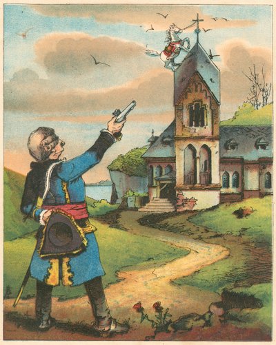 Scene from The Adventures of Baron Munchausen by Rudolph Erich Raspe, c1850 by Unbekannt
