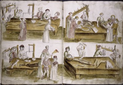 Scene from market life with butchers from: Ulrich Richental Chronicle of the Council of Constance, 1414-1418 by Unbekannt