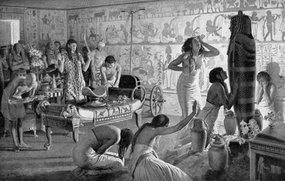 Scene of Mourning at the Funerary Temple of Tutankhamun, Egypt, 1325 BC by Unbekannt