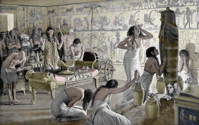 Scene of Mourning at the Funerary Temple of Tutankhamun, Egypt by Unbekannt