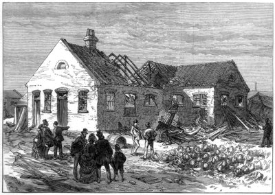 Scene of the explosion at the Cartridge factory, Greenwich Marshes, 1872 by Unbekannt