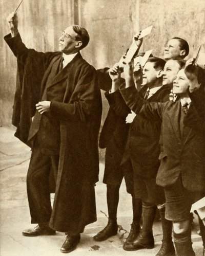 Schoolboys and Teacher Observing a Solar Eclipse, Britain by Unbekannt