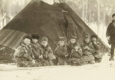 Sweden. Lapp Children in Front of a Tent. Around 1900 by Unbekannt