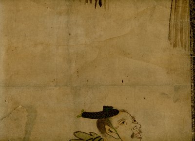 Scroll-Mounted Painting Depicting a Traditional Japanese 2-Man Comedy Team Known as Manzai by Unbekannt