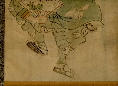 Scroll-Mounted Painting Depicting a Traditional Japanese 2-Man Comedy Team Known as Manzai (2) by Unbekannt