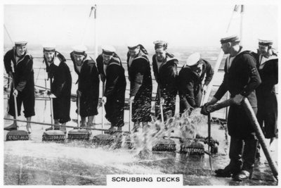 Scrubbing the Deck on Board HMS Nelson by Unbekannt