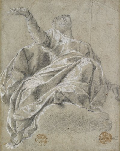 Seated female figure on a cloud, gazing upwards, 1600-1675 by Unbekannt