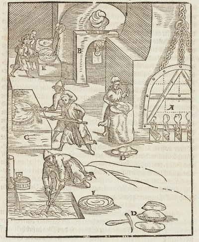 Drying of Purified Copper after Silver Ore Extraction - Engraving from Description of Ores and Principal Mining Methods, by Lazarus Ecker by Unbekannt