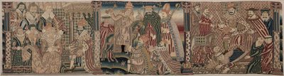 Section of an Embroidered Frieze: Ahasuerus and Esther, The Pope Chiding the Emperor by Unbekannt