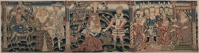 Section of an Embroidered Frieze: Rebecca Meeting Isaac, Abigail Meeting David by Unbekannt