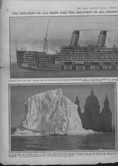 Sectional Diagram of the Titanic, and Iceberg, April 20, 1912 by Unbekannt