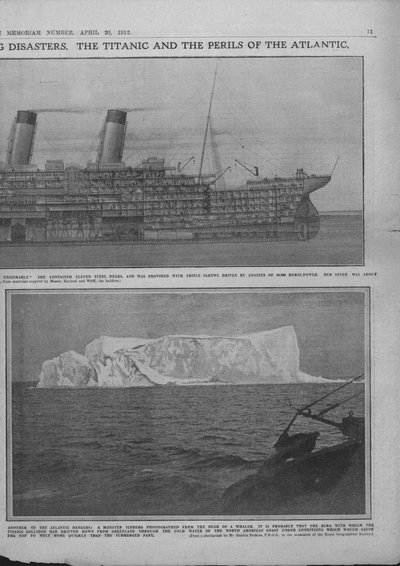 Sectional Diagram of the Titanic and Iceberg, April 20, 1912 by Unbekannt