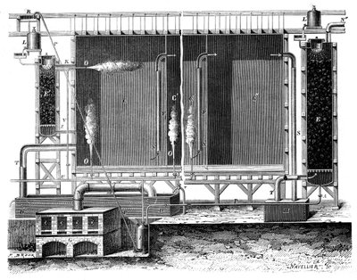 Sectional view of Gay-Lussacs lead chambers and absorption towers by Unbekannt