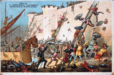 Siege of Paris by the Normans. Colour Lithograph. Private Collection by Unbekannt