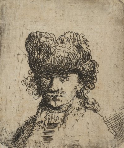 Self-Portrait in a Fur Cap: Bust, 18th century by Unbekannt