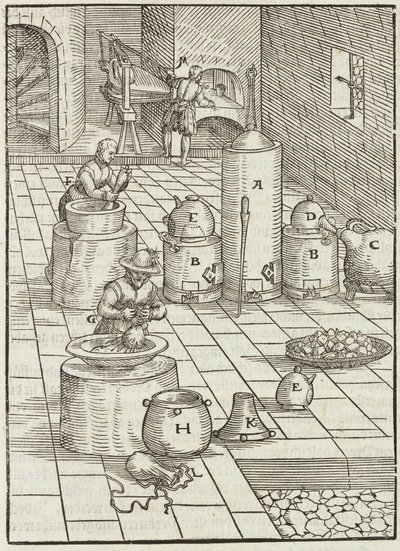 Separation of Gold and Mercury Ores - Engraving from Description of Ores and Principal Mining Methods, by Lazarus Ecker by Unbekannt