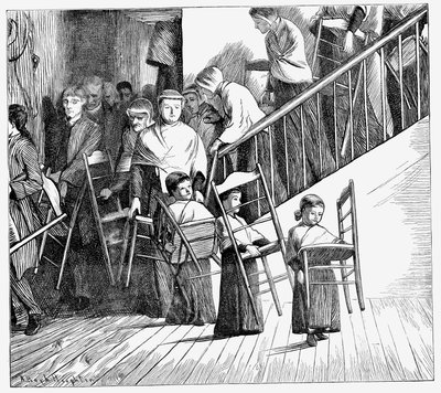 Shaker Community Going to Dinner, Each Carrying Their Own Shaker Chair, New York State by Unbekannt