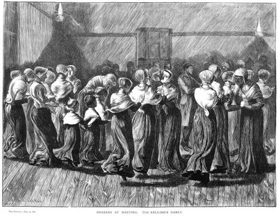 Shakers dancing at a meeting, Lebanon Springs, New York, USA by Unbekannt