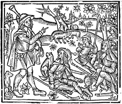 Shepherds with their flocks and dogs by Unbekannt
