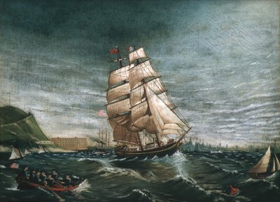 Ship in New York Harbor by Unbekannt