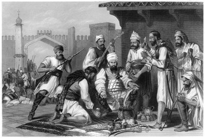 Sikh troops dividing the spoils taken from mutineers by Unbekannt