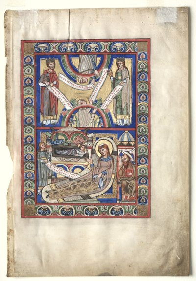 Single Leaf Excised from a Gospel Book: The Nativity (recto) and St. Matthew (verso) by Unbekannt