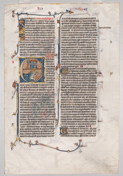 Single Leaf from a Bible: Initial E[t factum est] with Jonah Swallowed by the Whale, c. 1290 by Unbekannt