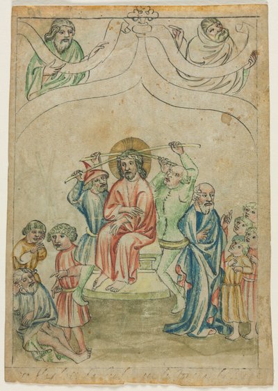 Single Leaf from a Biblia Pauperum: Christ Carrying the Cross (verso) by Unbekannt