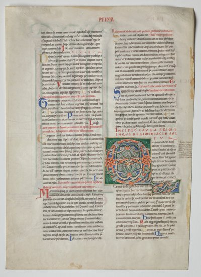 Single Leaf from a Decretum by Gratian: Decorated Initial Q[uidam habens filium obtulit] by Unbekannt