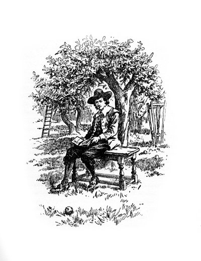 Sir Isaac Newton under the apple tree by Unbekannt
