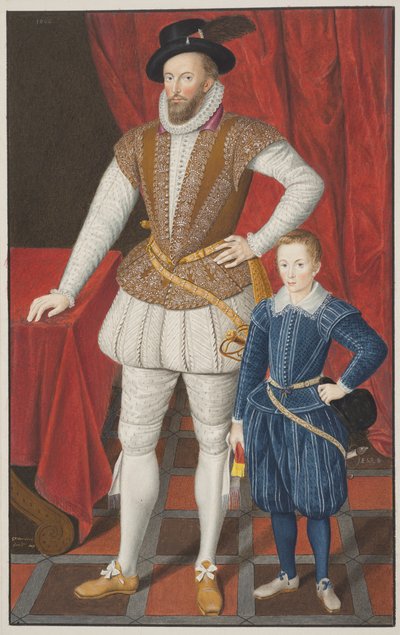 Sir Walter Raleigh and son, 1602 by Unbekannt