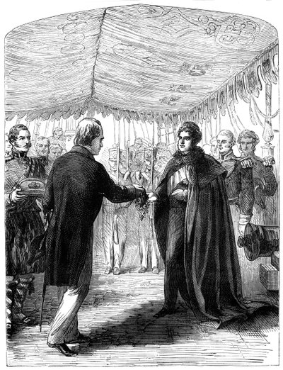 Sir Walter Scott Presenting the Cross of St Andrew to King George IV, 1822 by Unbekannt