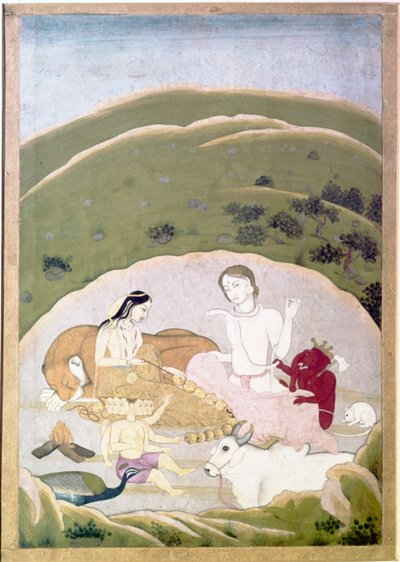 Siva and Parvati with Their Children, Ganesh and Karttikgya on Mount Kailash by Unbekannt