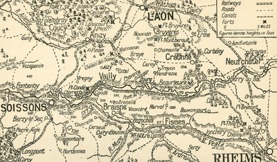 Sketch Map of the Valley of the Aisne above Soissons, 1914 by Unbekannt