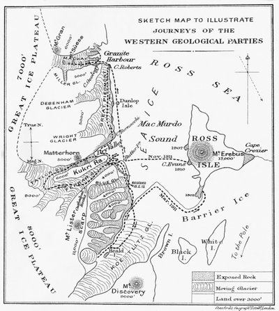 Sketch Map to Illustrate Journeys of the Western Geological Parties, 1913 by Unbekannt