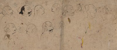 Sketch Page of Facial Studies, likely Maharao Kishor Singh by Unbekannt