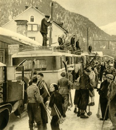 Skiers Arriving at St Anton am Arlberg, Austria, c1935 by Unbekannt