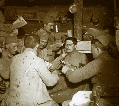 Soldiers Playing Manille [Card Game] in the Trenches, c1914-c1918 by Unbekannt