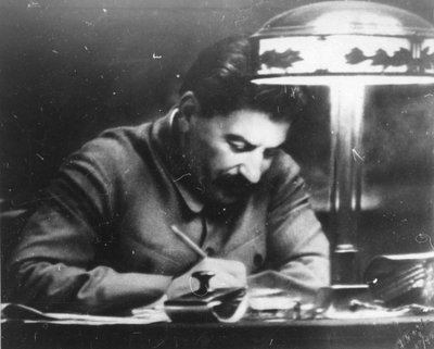 Soviet leader Josef Stalin in his Kremlin study, Moscow, USSR by Unbekannt