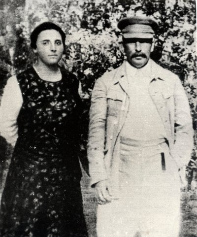 Soviet leader Josef Stalin with his second wife Nadezhda Alliluyeva, late 1920s by Unbekannt