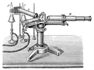 Spectroscopic apparatus used by Robert Wilhelm Bunsen and Gustav Robert Kirchhoff by Unbekannt