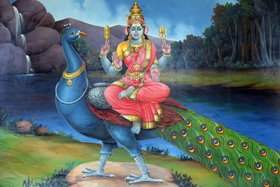 Sri Mariamman Hindu temple, Sri Gowmari with peacock, symbol of Subramanyan, Singapore by Unbekannt