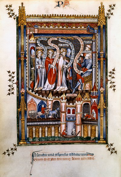 St Denis, St Rusticus and St Eleutherius before Sisinnius by Unbekannt