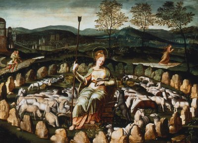 St Genevieve watching her Flock by Unbekannt