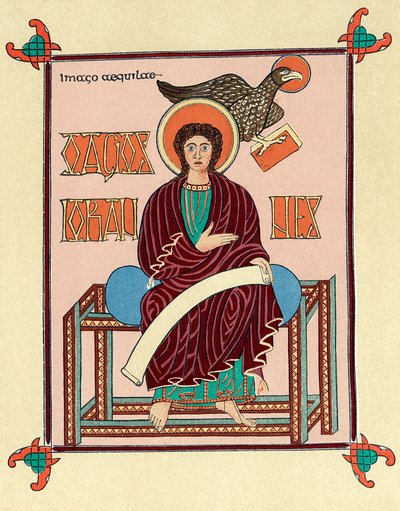 St John the Evangelist from the Lindisfarne Durham Gospel Book by Unbekannt
