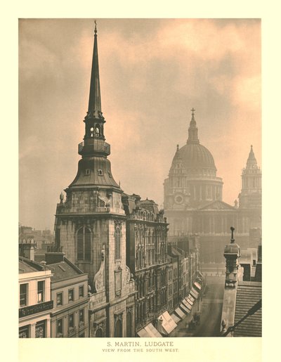 St Martin, Ludgate, View from the South West, mid-late 19th century by Unbekannt