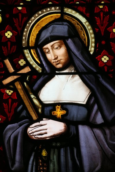 St Paul Church Stained Glass Window: Jane Frances de Chantal (Jeanne de Chantal, Jeanne Francoise Fremyot de Rabutin, Baronne de Chantal) by Unbekannt